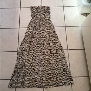 Strapless printed maxi dress