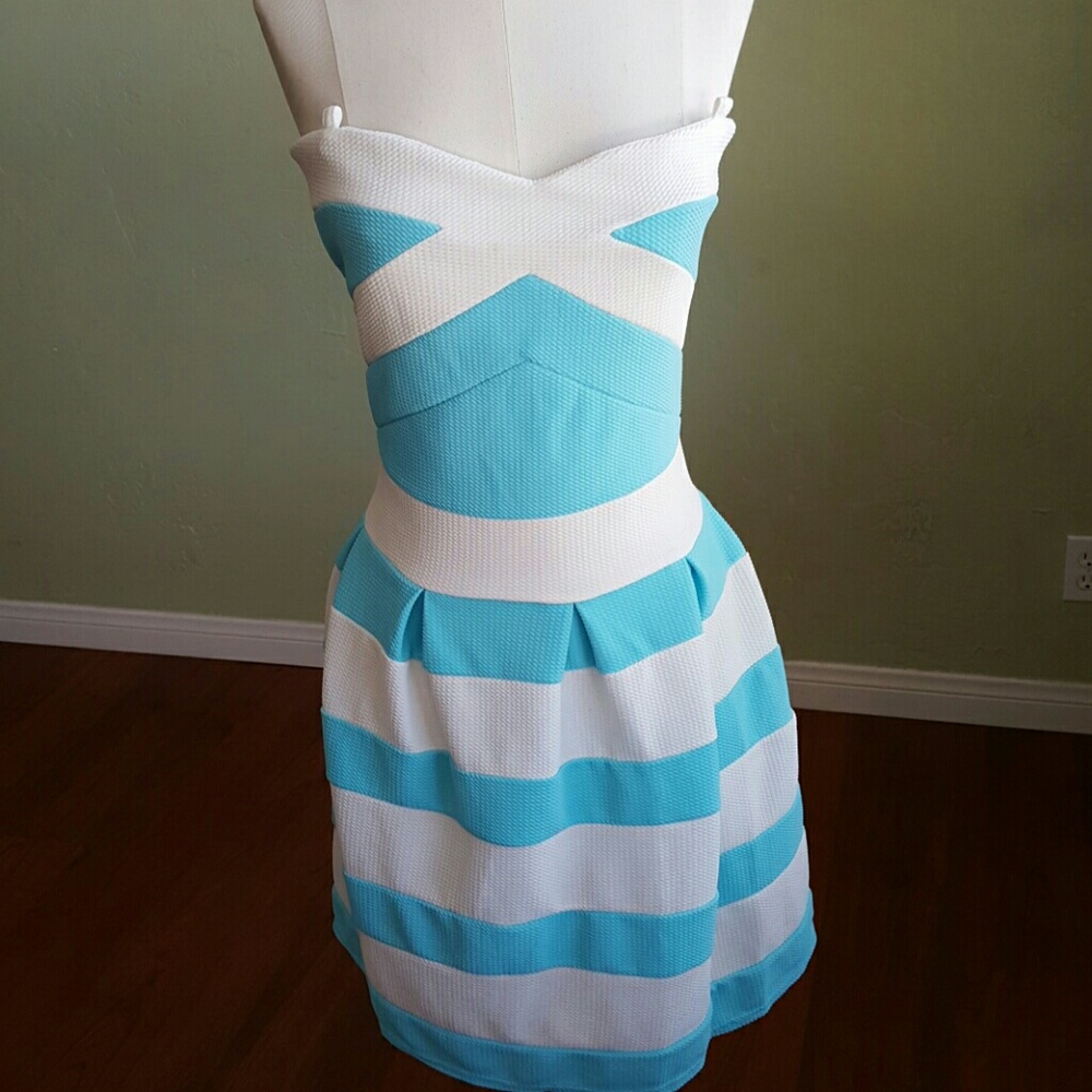 Blue and white stripped dress