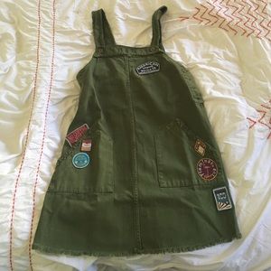 Zara army green overall Dress with patches