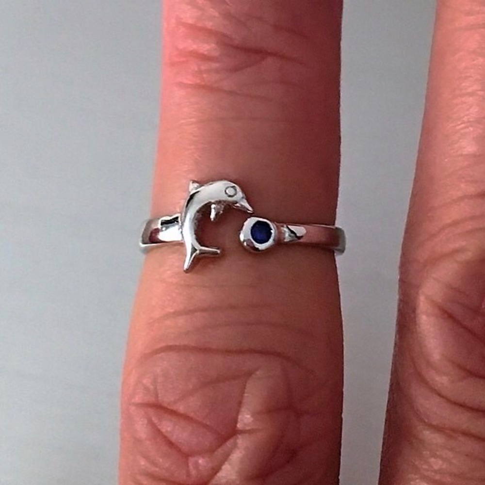 Sterling Silver Dolphin Toe Ring, Silver Ring, Fi… - image 3