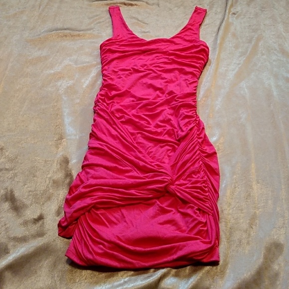 Coral Ruched Dress - Picture 1 of 4