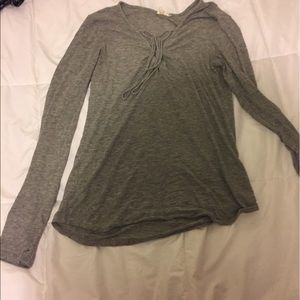 Grey lace up LA hearts long sleeve top