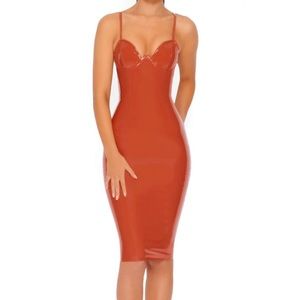 Orange latex dress