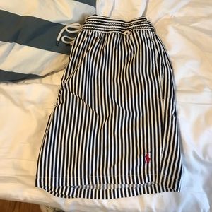 Polo swim suit. Blue white stripes