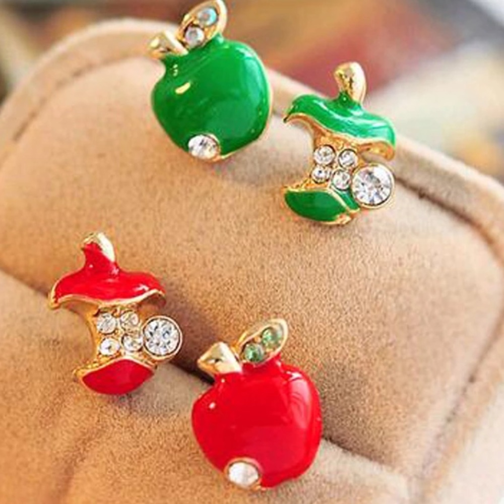 🌼 Apple tree stud post earrings bling crystal - Picture 2 of 2
