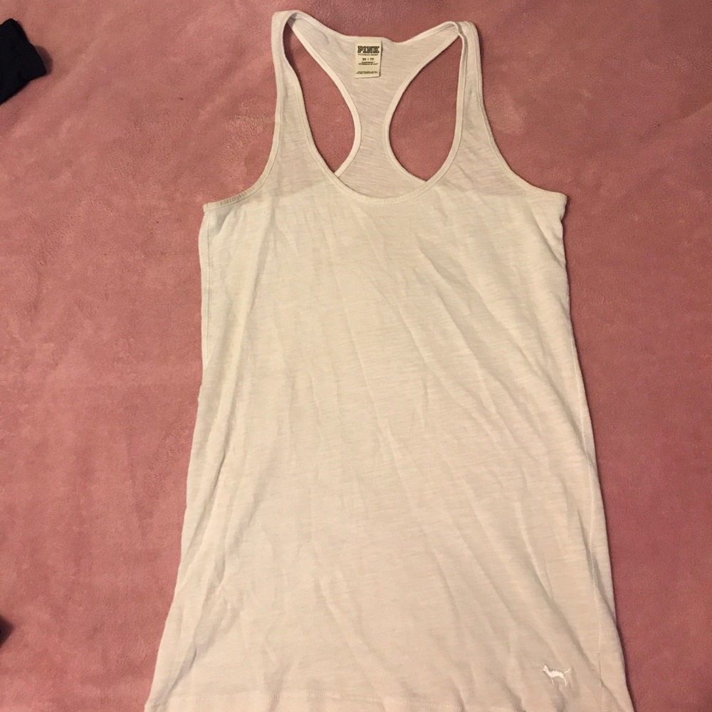 White tank top from VS Pink