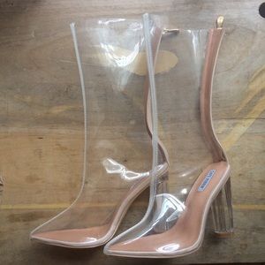Cape Robbin Transparent Lucite Heel Ella Booties