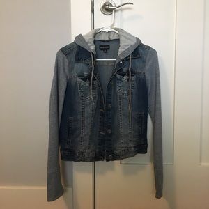 Grey hoodie jean jacket