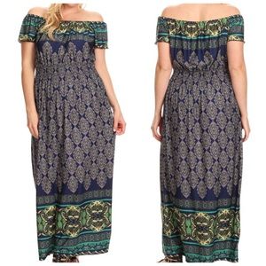 NWT Navy Print Maxi (1x-4x)