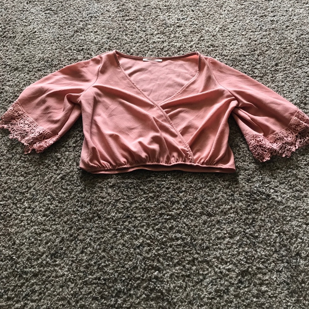 Peach V-neck blouse