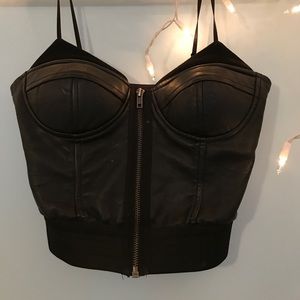 Black Leather Bustier Top: Charlotte Russe