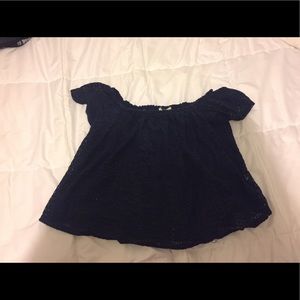 Navy crochet off the shoulder top