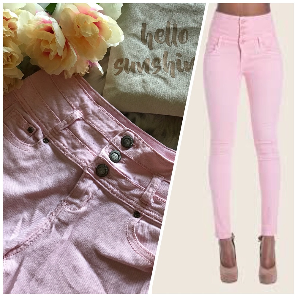 Blush Pink High Waist Skinnies