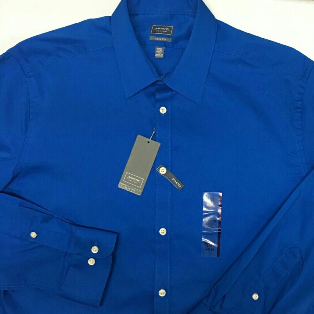 Men's Stretch Slim Fit Point Collar Dress shirt