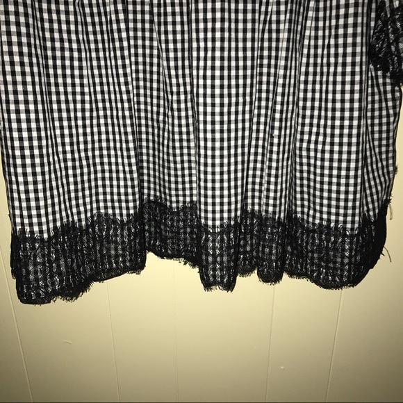 Velzera Plus Size Lace Gingham Peasant blouse #A30 - Picture 5 of 8