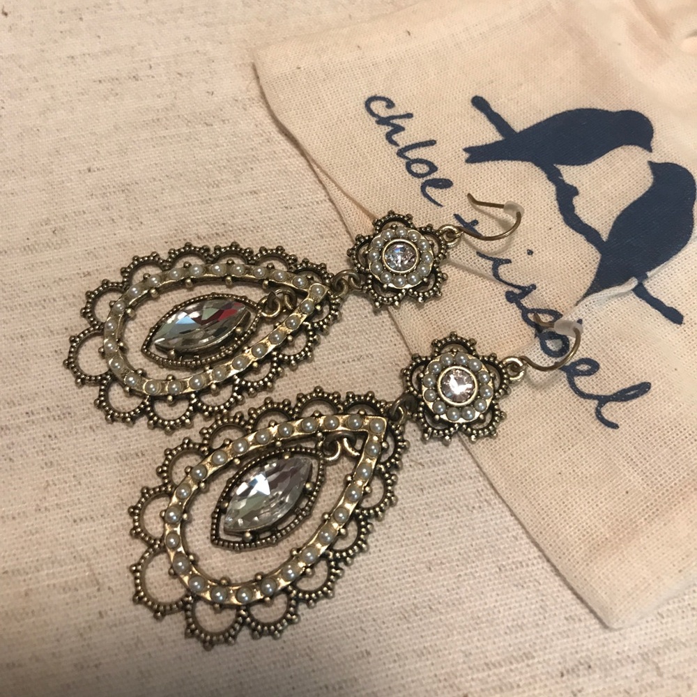 Pearl and Crystal floral earrings by Chloe and Is