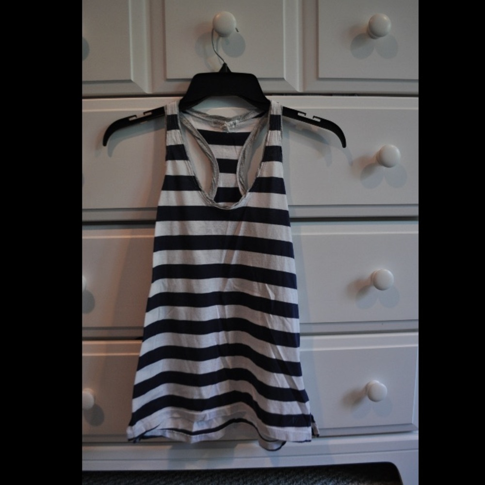 Blue and white striped tank top
