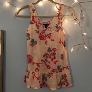 American Eagle Floral Tank Top with Frilly Detail