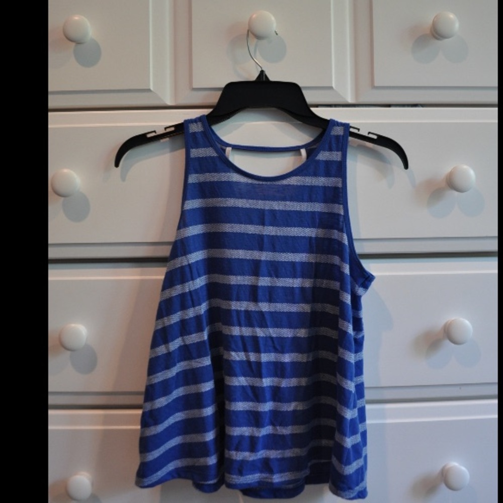 Blue and white striped tank top