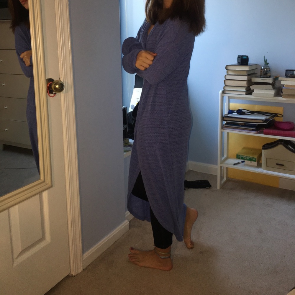 blue cardigan