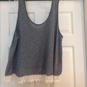 Striped Lace Detail Tank