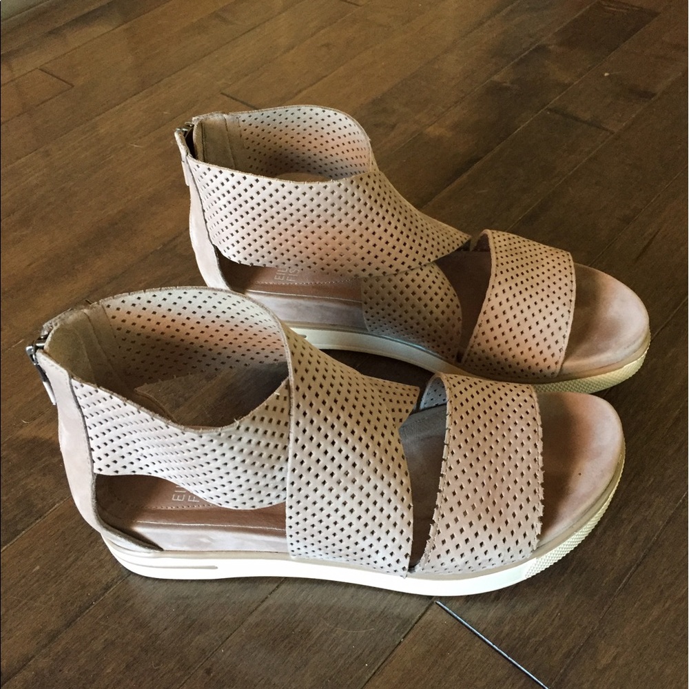 Eileen Fisher perforated suede platform sandal