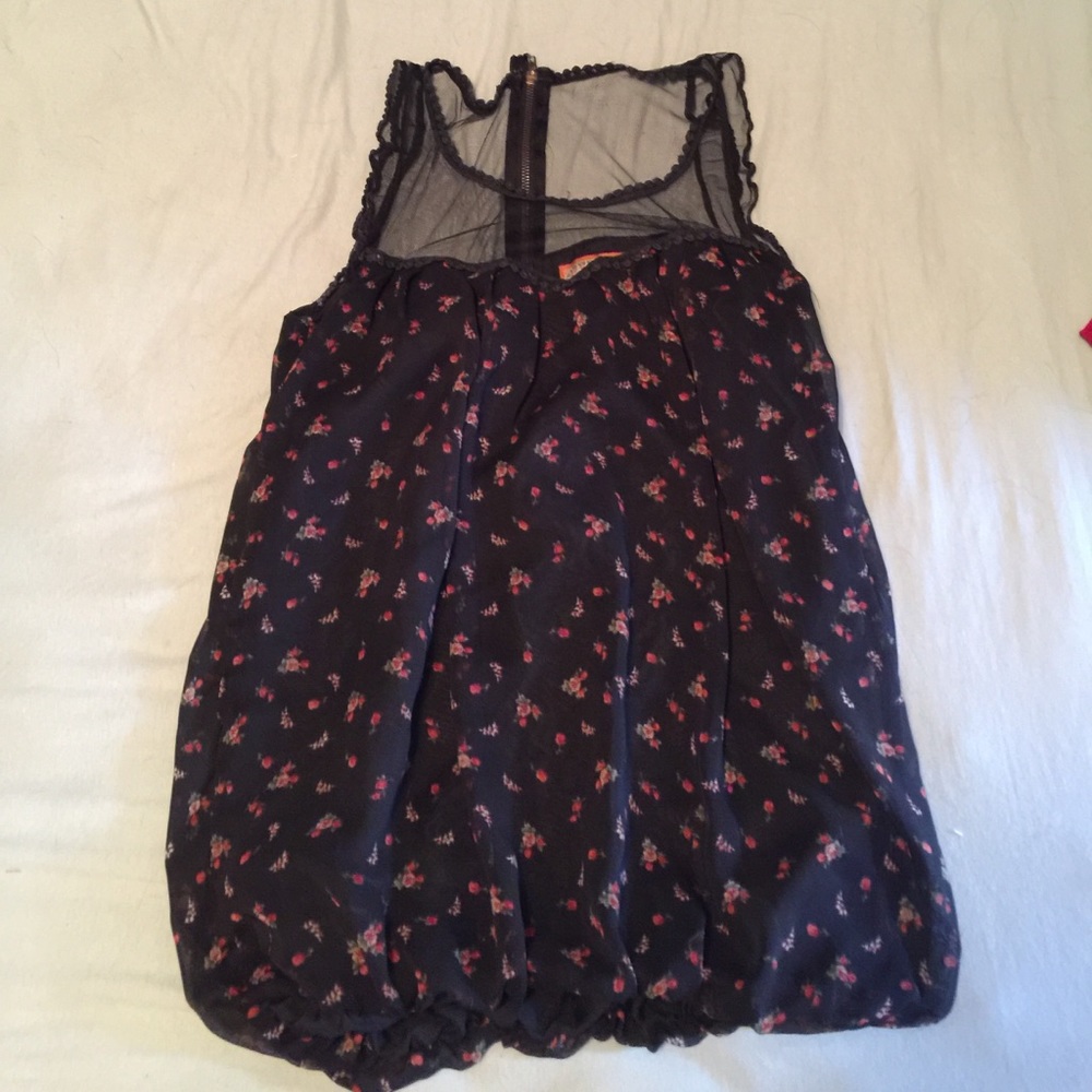 Black tank top with floral pattern