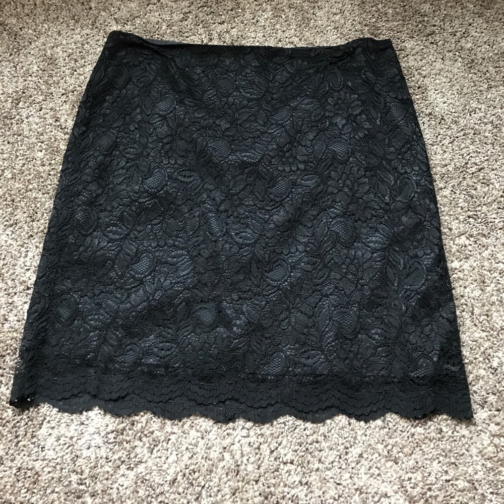 Black lace pencil skirt