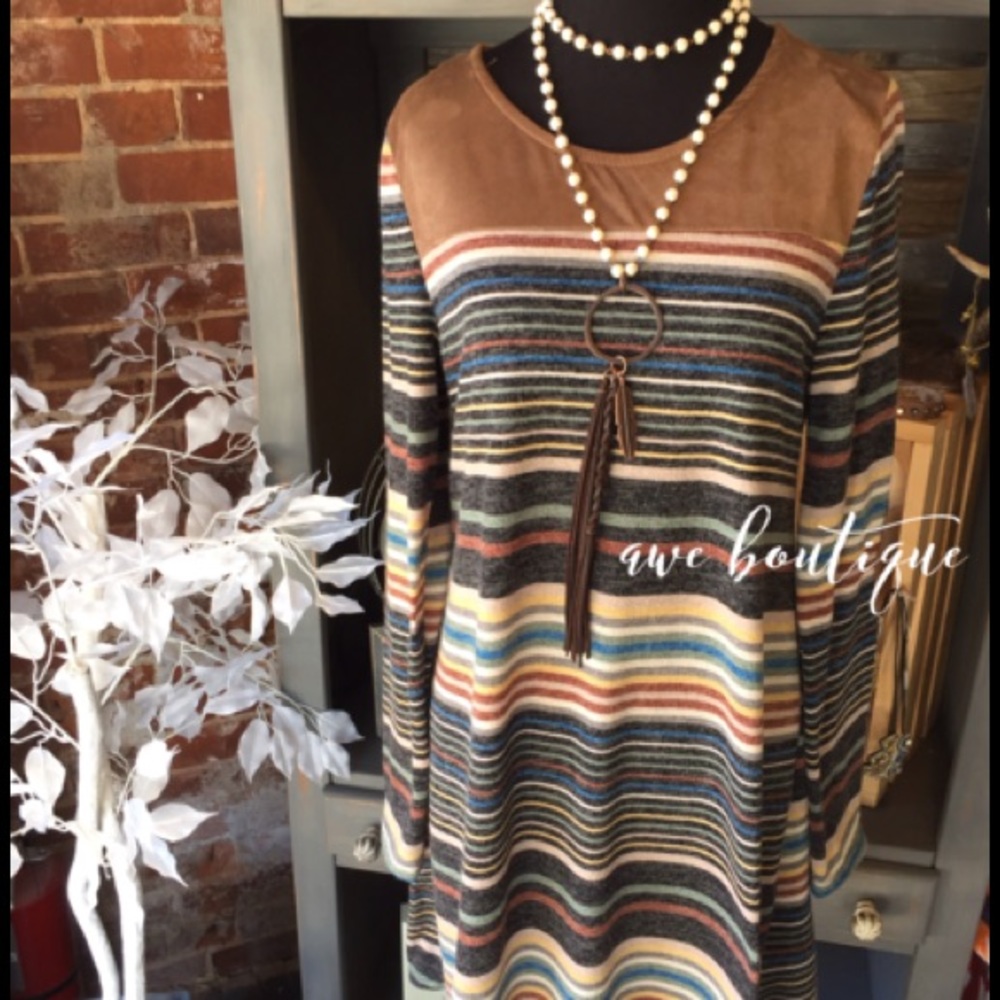 Suede accented dress