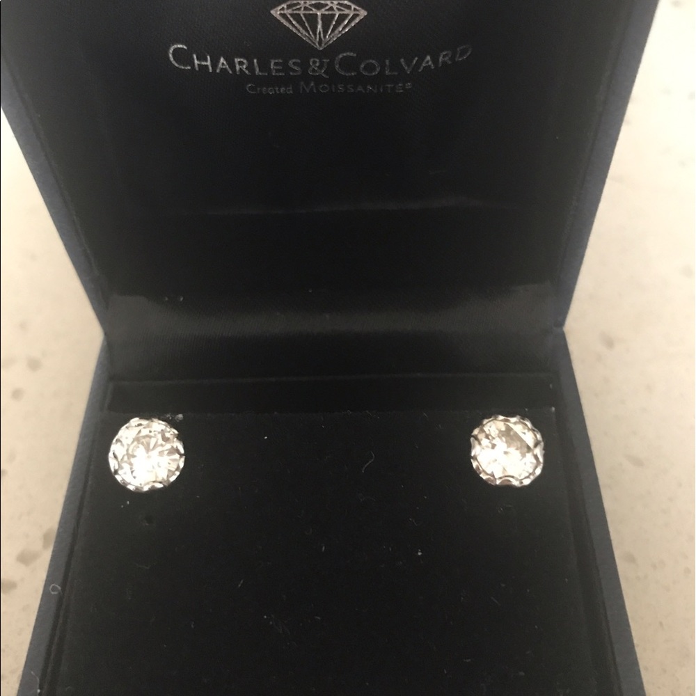 2 Ct Charles & Colvard Fleur Moissanite Earrings