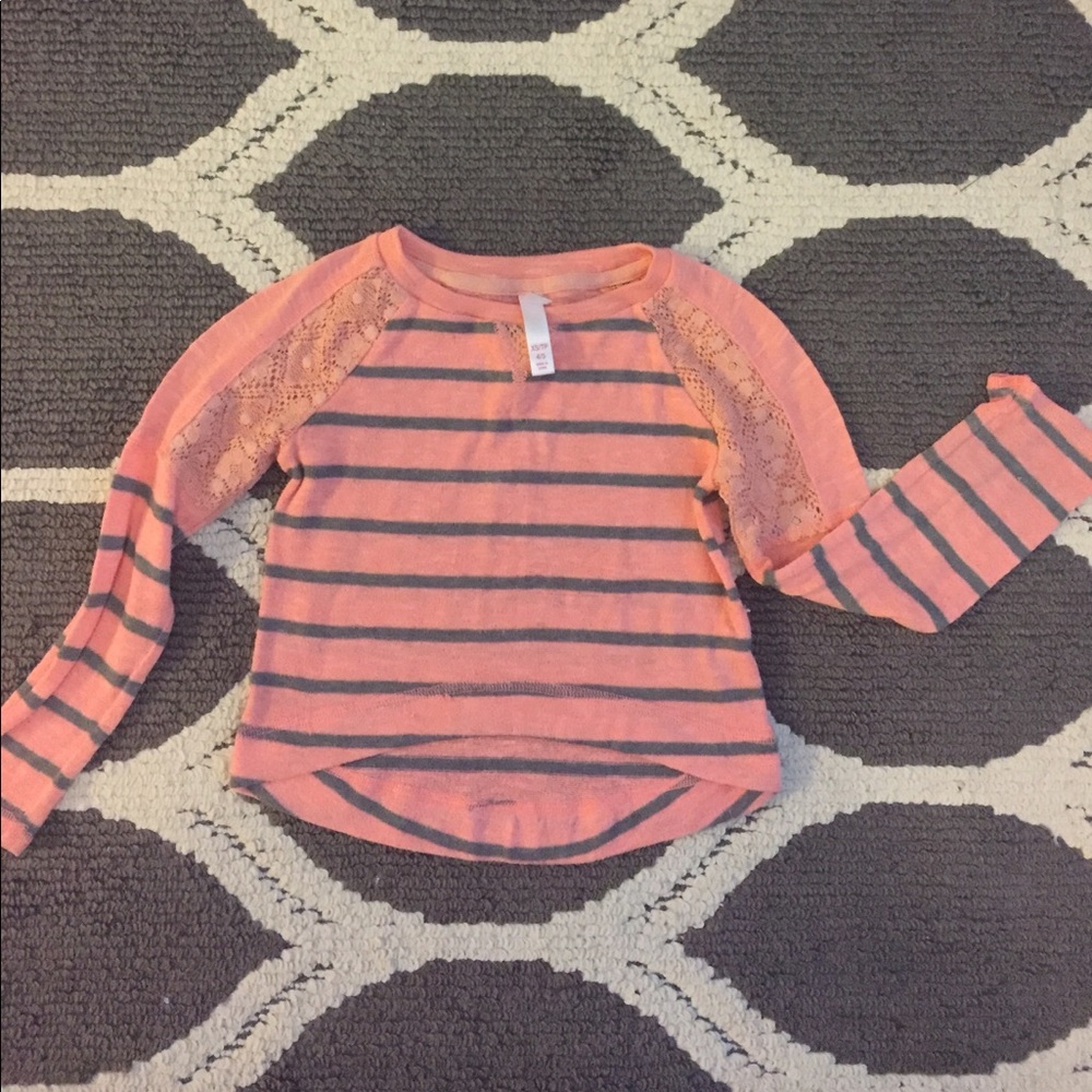 Little girls high-low striped sweater