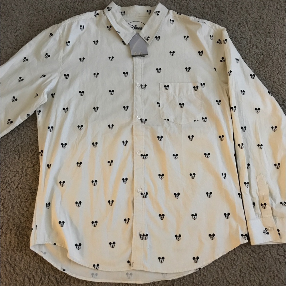 Disney Long Sleeve Mickey Mouse Button Down Shirt