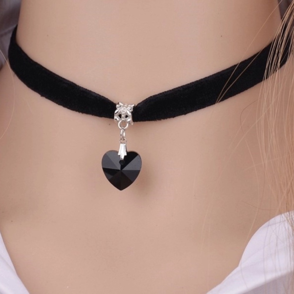 🔥 CHOKER COLORS ! necklace heart charm velvet