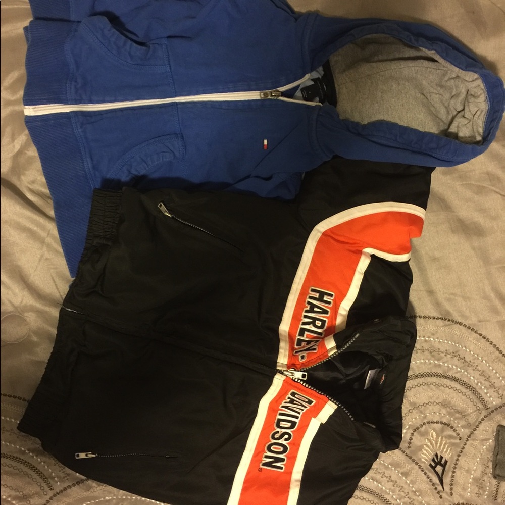 Tommy Hilfiger hoodie &Harley Davidson jacket 4t