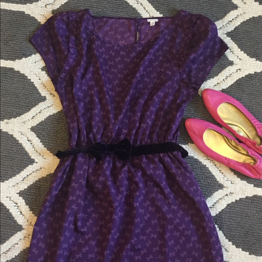 Purple belted mini-dress!