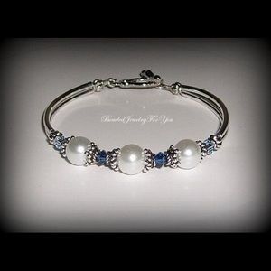 Swarovski pearl and crystal bracelet with S silver