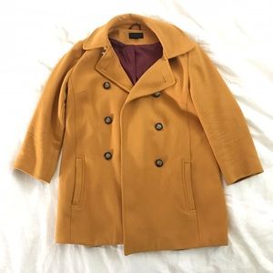 Topshop mustard peacoat with black & gold buttons