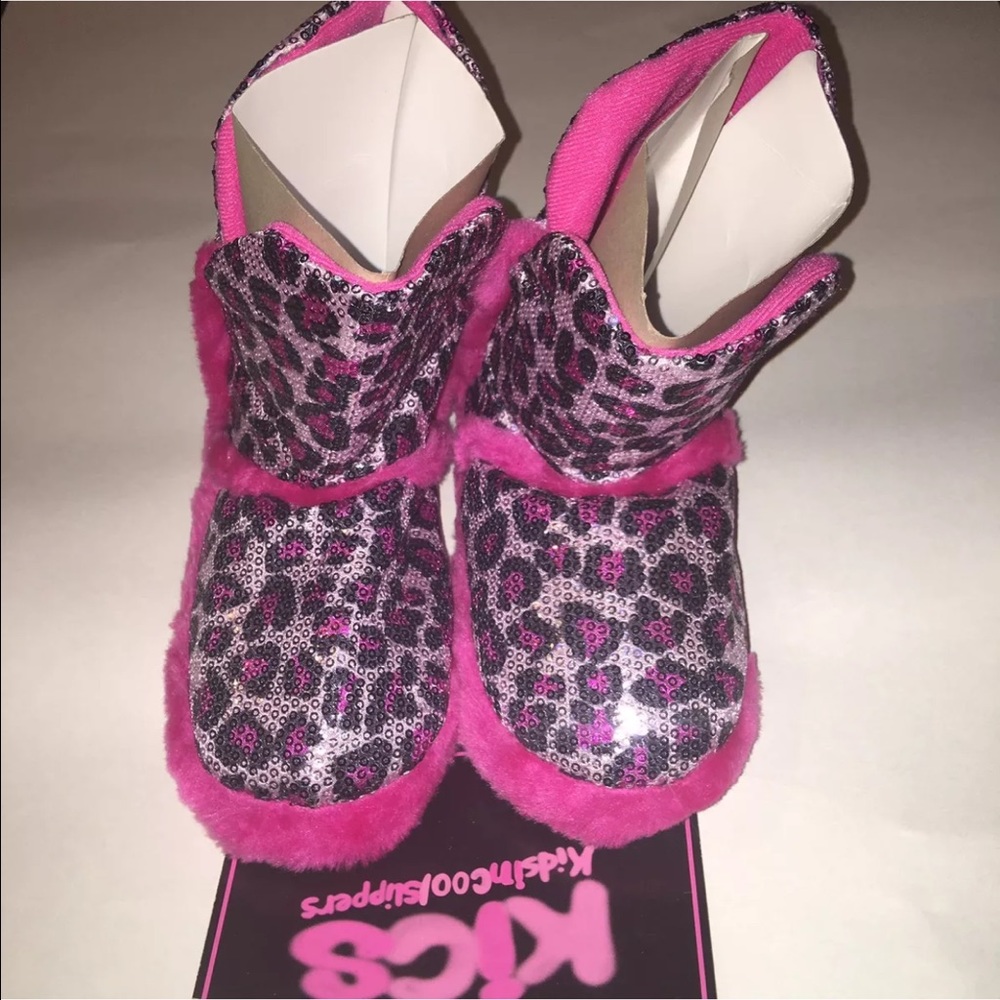 kids Slippers booties pink leopard 11/12 13/1 2/3