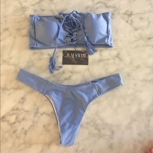 LARGE LEFT • Baby Blue Tie-Up Bikini •