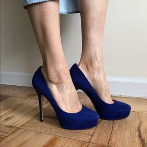 Sergio Rossi Blue Suede Stilettos