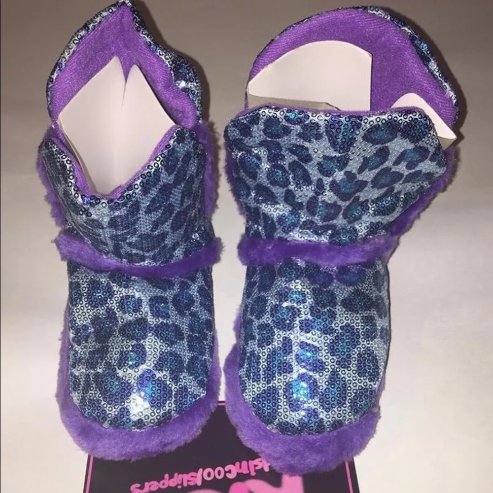 Kid slipper booties leopard purple 11/12 13/1
