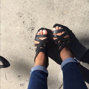 Black Strappy Wedges
