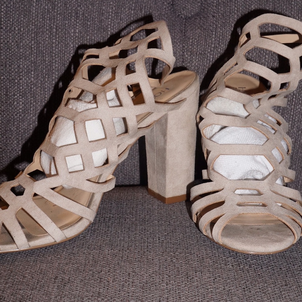 Suede Peep-Toe High Heels