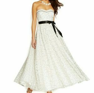Speechless Juniors' Lace Ribbon-Belt Gown