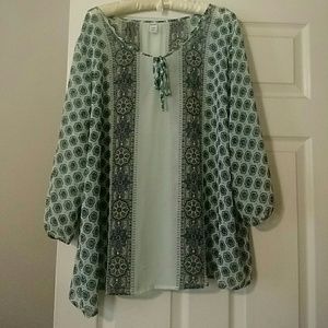 3/4 sleeve sheer top