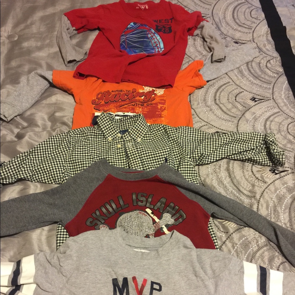 Five boys size 6 (toddler) long sleeve shirts