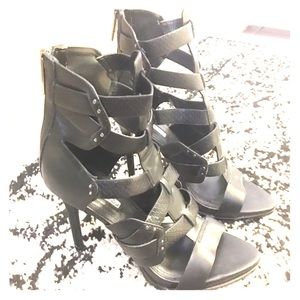 Black strappy 4 inch sandals
