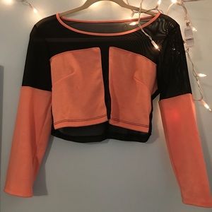 Forever 21 Coral Crop Top with Mesh Detailing