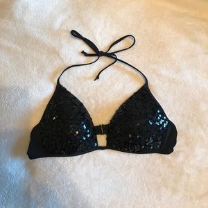 Victoria's Secret Black Sequin Bikini Top