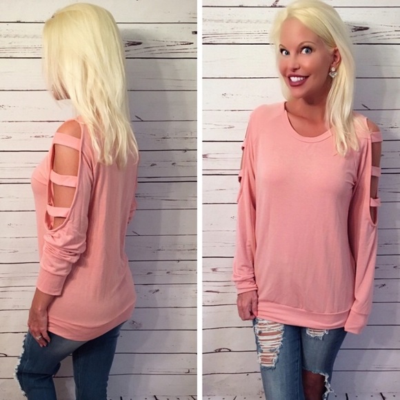 Ladder cut out top in blush! - Picture 2 of 5